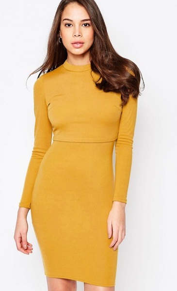 mustard denim dress