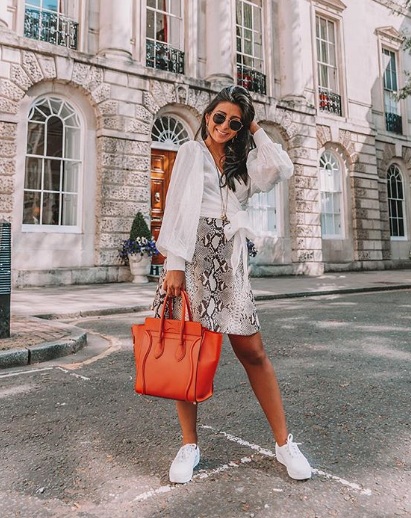 white sneakers with dresses trend