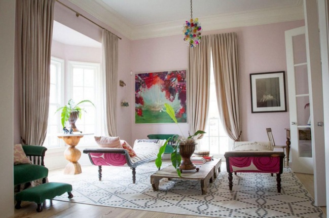 pale pink lime living room